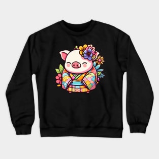 Japanese pig Otaku Floral Crewneck Sweatshirt